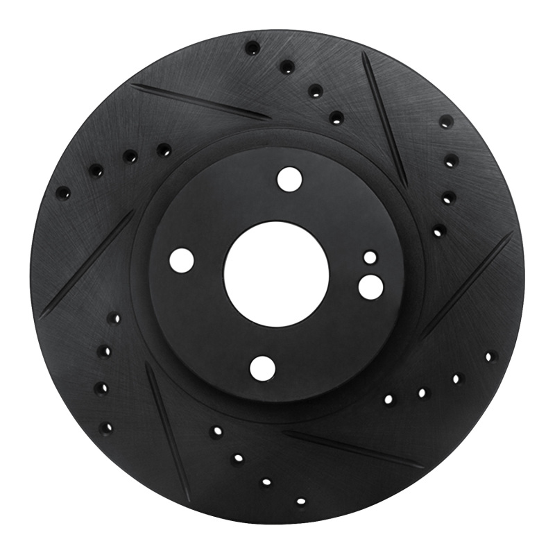 Mazda Miata Brake Rotor (1) - Front Right - R1 Concepts - Drilled & Slotted - Black - `01-`05